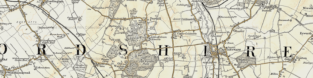 Old map of Ickwell in 1898-1901