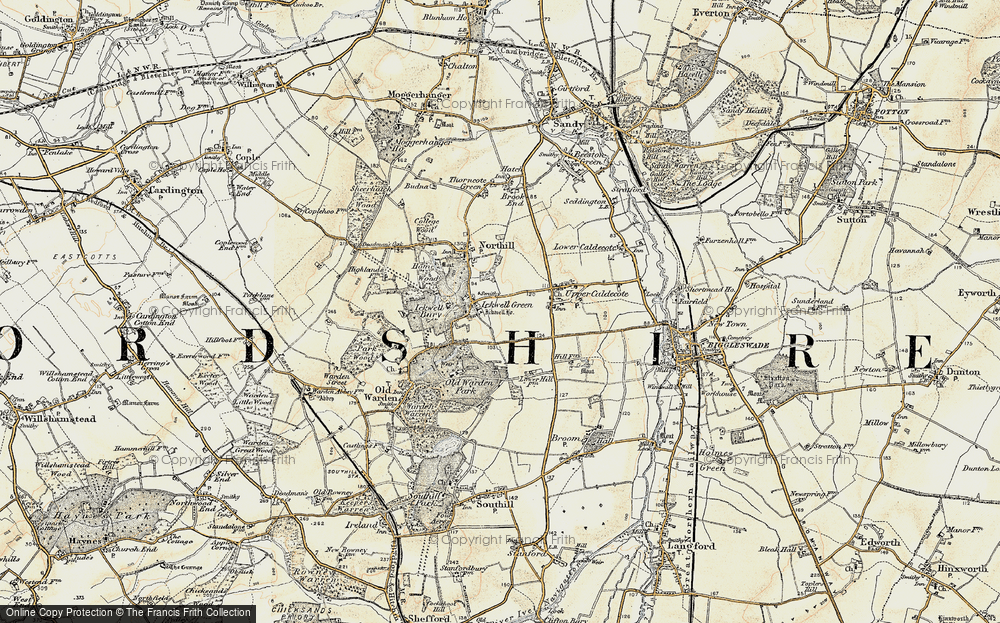 Old Map of Historic Map covering Ickwell Bury in 1898-1901