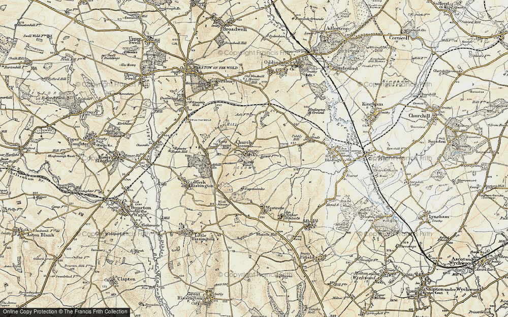 Old Map of Historic Map covering Icomb Place in 1898-1899