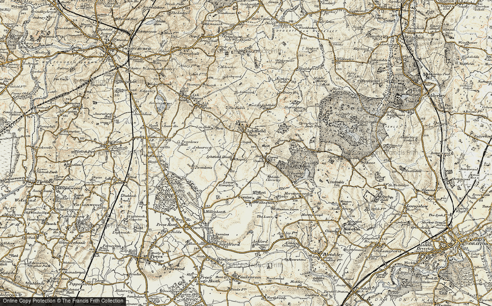 Old Map of Historic Map covering Ashacres in 1902