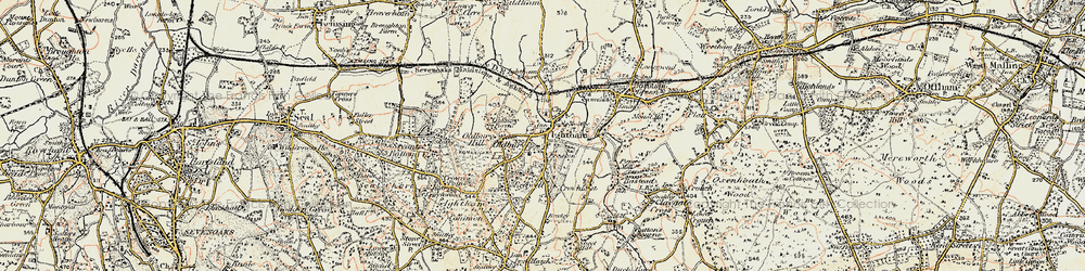 Old map of Ightham in 1897-1898