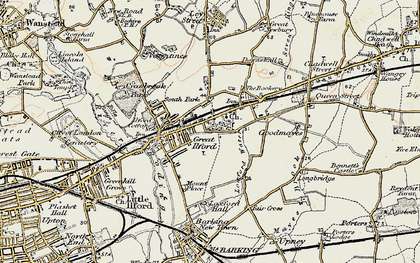 Old map of Ilford in 1897-1898