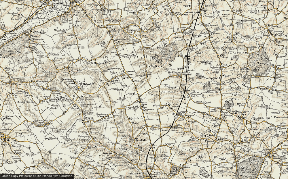 Old Map of Historic Map covering Beck's Green in 1901-1902
