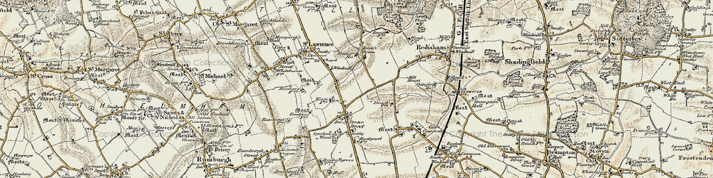 Old map of Ilketshall St Lawrence in 1901-1902