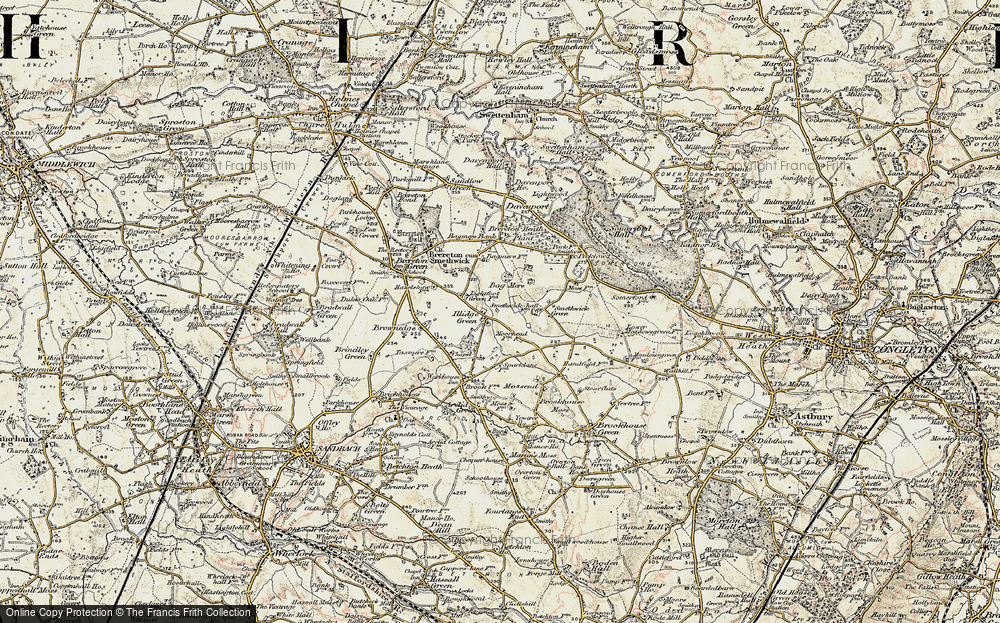 Old Map of Historic Map covering Bag Mere in 1902-1903