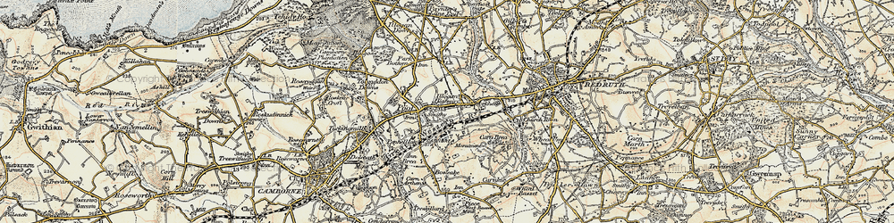 Old map of Illogan Highway in 1900