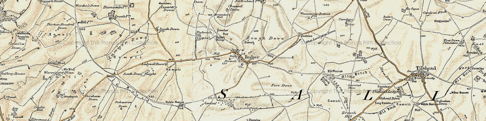 Old map of Brouncker's Down in 1898-1899