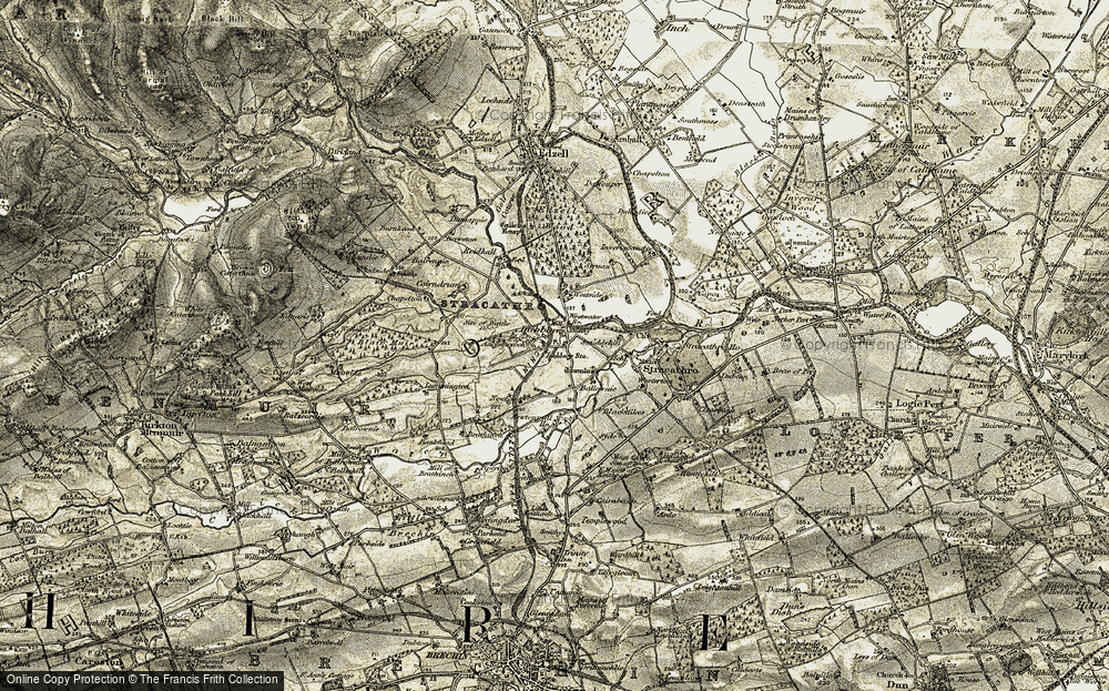 Old Map of Inchbare, 1907-1908 in 1907-1908