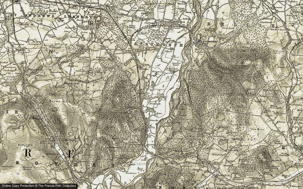 Old Map of Historic Map covering Burnside of Dipple in 1910