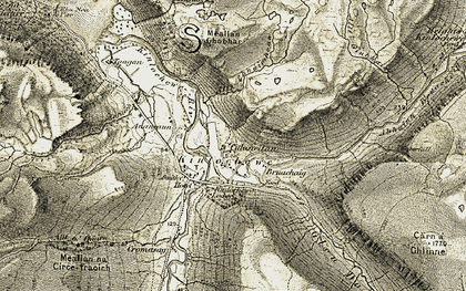 Old map of Abhainn Bruachaig in 1908-1909