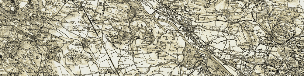 Old map of Inchinnan in 1905-1906