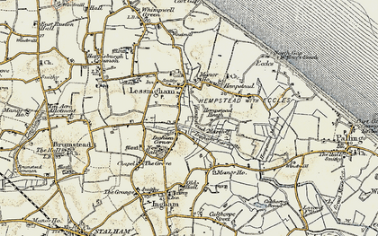 Old map of Ingham Corner in 1901-1902