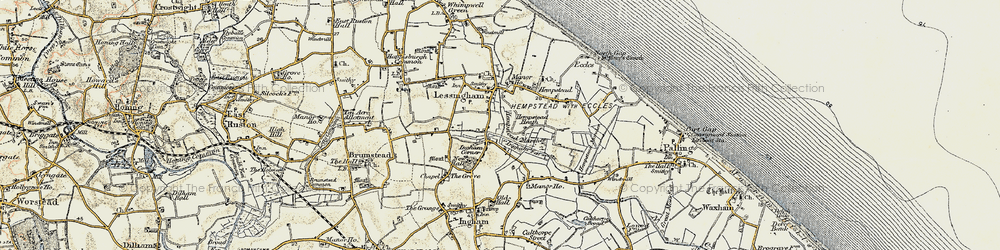 Old map of Ingham Corner in 1901-1902