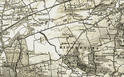 Old map of Ingliston in 1907-1908
