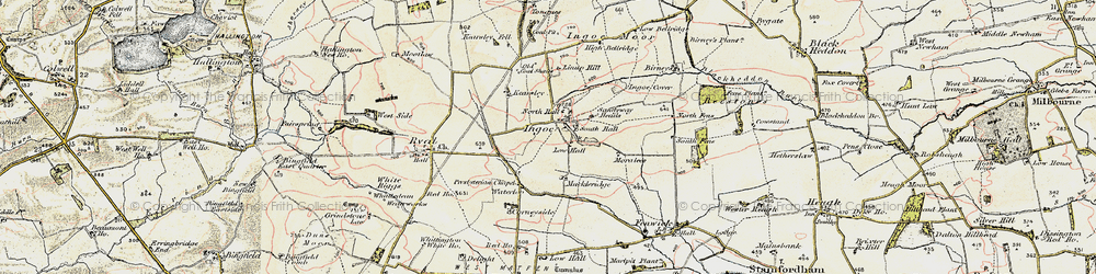 Old map of Ingoe in 1901-1903