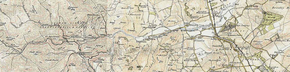 Old map of Brough Law in 1901-1903