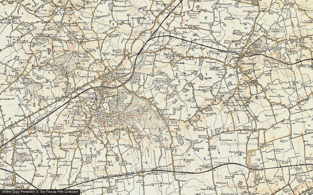 Old Map of Ingrave, 1898 in 1898