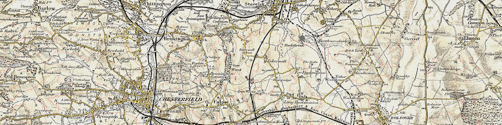 Old map of Inkersall Green in 1902-1903