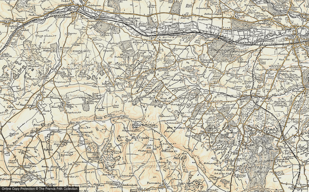 Old Map of Historic Map covering West Woodhay Ho in 1897-1900