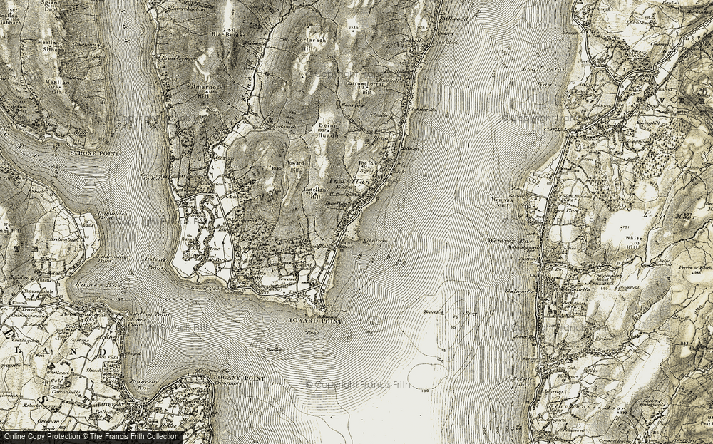 Old Map of Historic Map covering Achafour Hill in 1905-1906
