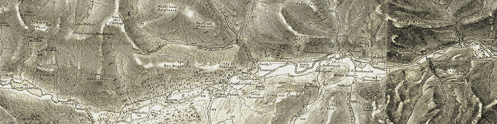Old map of Allt a' Choire Uidhre in 1906-1908