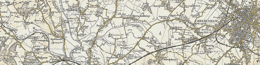 Old map of Innsworth in 1898-1900