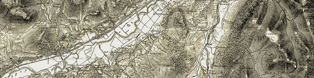 Old map of Insh in 1908