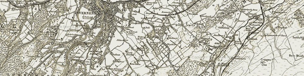 Old map of Inshes in 1908-1912