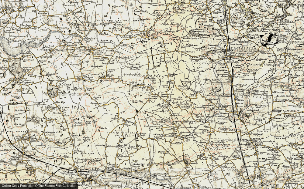 Old Map of Historic Map covering Blue Moor in 1903-1904