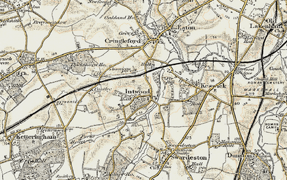 Old map of Intwood in 1901-1902