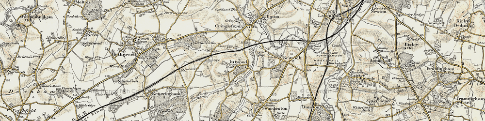 Old map of Intwood in 1901-1902