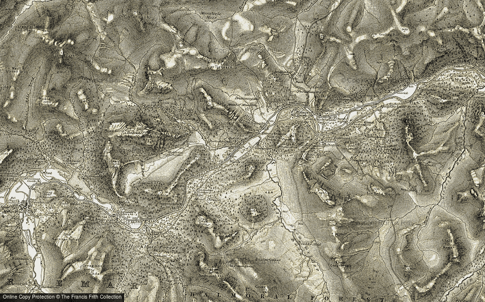 Old Map of Historic Map covering Balnaut in 1908