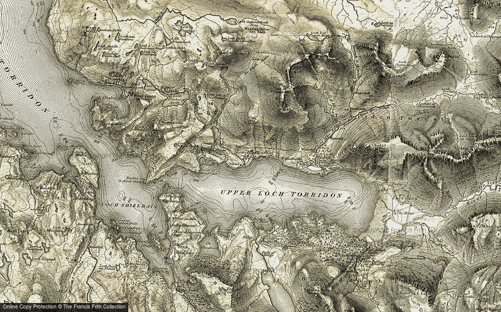 Old Map of Inveralligin, 1908-1909 in 1908-1909