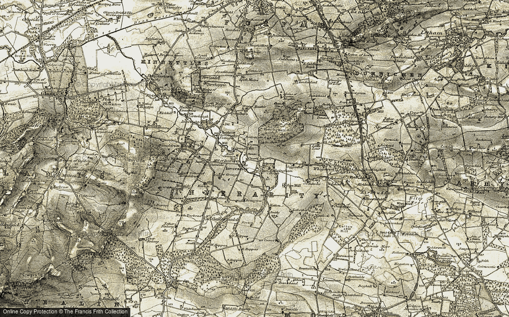 Old Map of Inverarity, 1907-1908 in 1907-1908