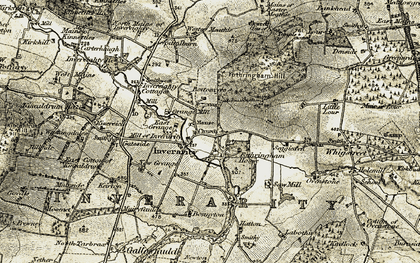 Old map of Inverarity in 1907-1908