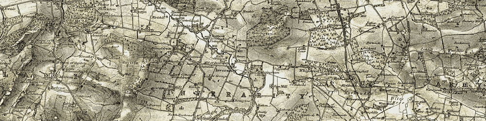 Old map of Inverarity in 1907-1908