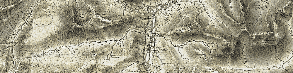 Old map of Ben Glas Burn in 1906-1907