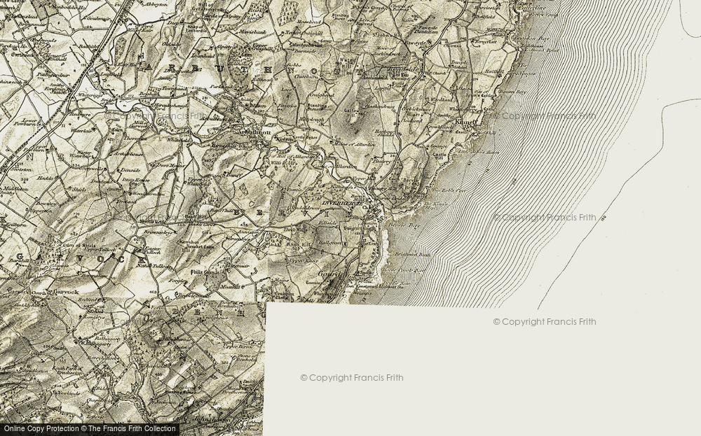 Old Map of Inverbervie, 1908 in 1908