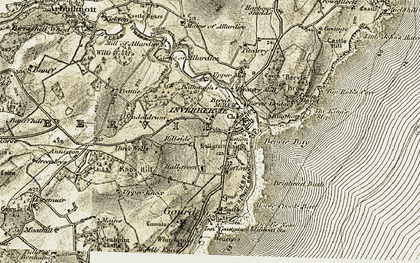 Old map of Bervie Bay in 1908