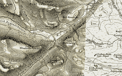 Old map of Allt Gleadhrach in 1908-1912