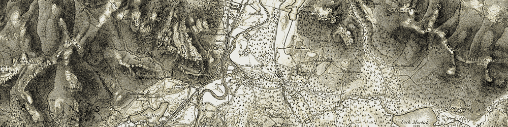 Old map of Inverdruie in 1908