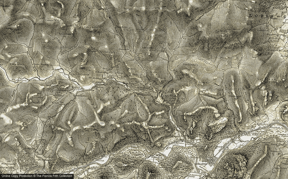 Old Map of Historic Map covering Lary Burn in 1908-1909