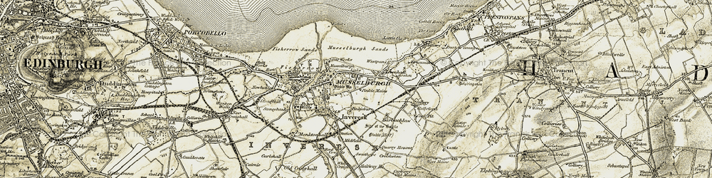 Old map of Inveresk in 1903-1904