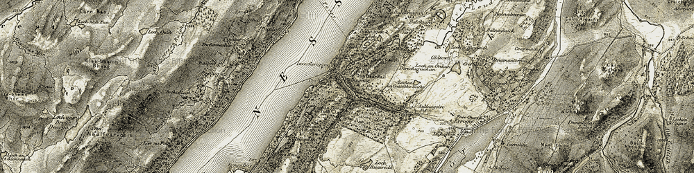 Old map of Inverfarigaig in 1908-1912