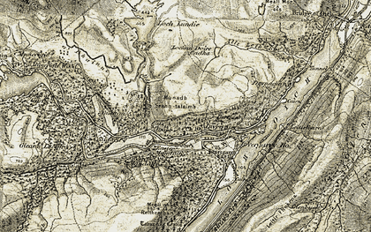 Old map of Aldernaig Burn in 1908