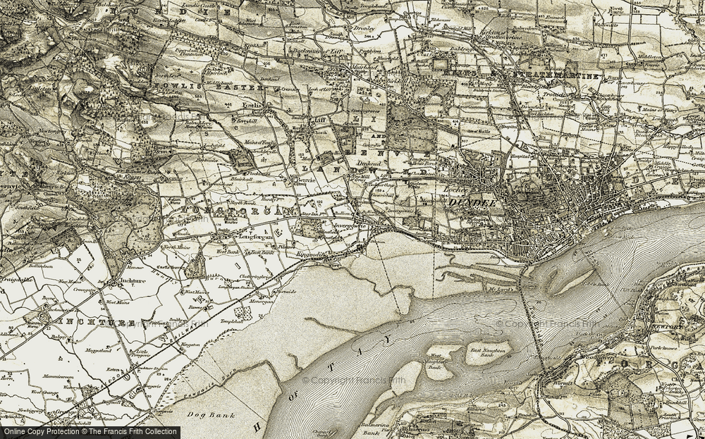 Old Map of Invergowrie, 1907-1908 in 1907-1908