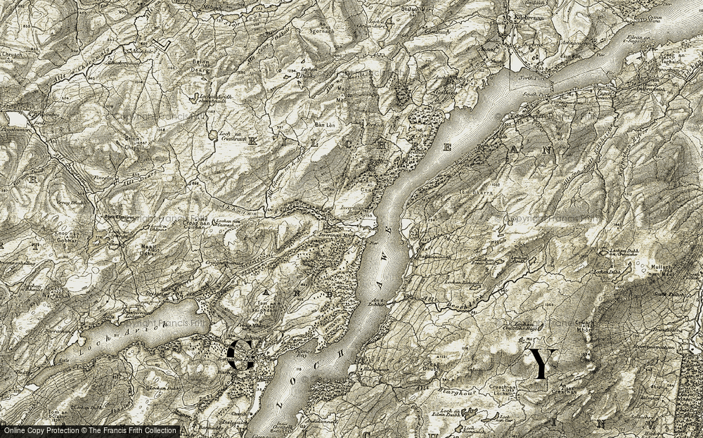 Old Map of Historic Map covering Balliemeanoch in 1906-1907