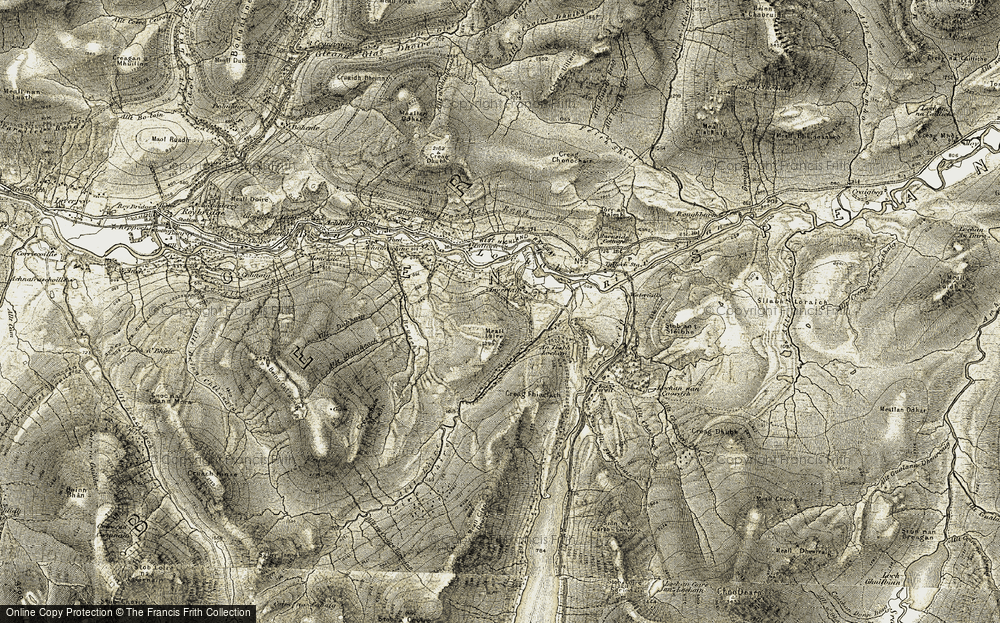 Old Map of Historic Map covering Allt nam Bruach in 1906-1908