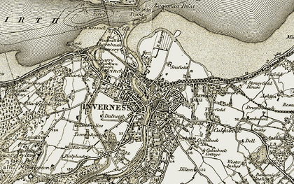 Old map of Inverness in 1908-1912