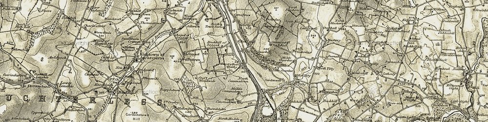 Old map of Backhill of Gourdas in 1909-1910